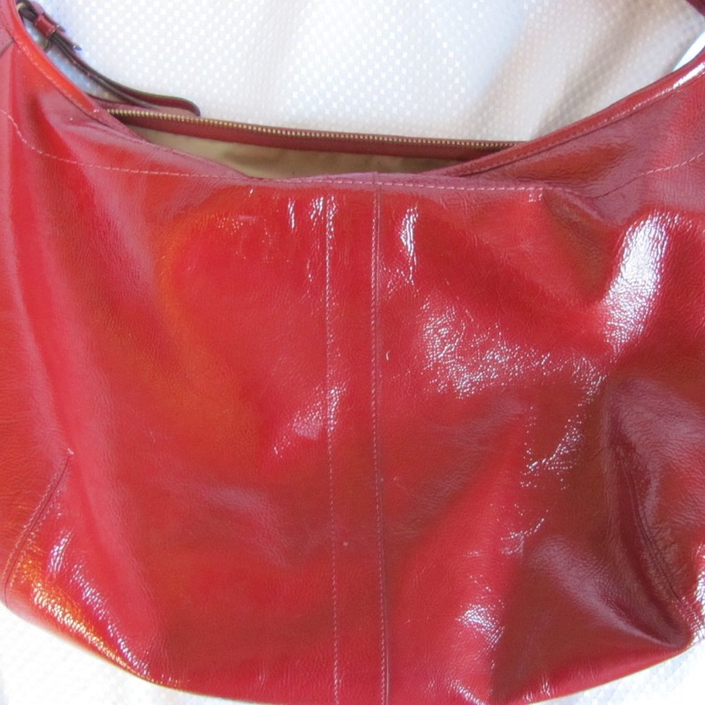 COACH ERGO RICH RED PATENT LEATHER LG HOBO TOTE BA - Picture 2 of 12